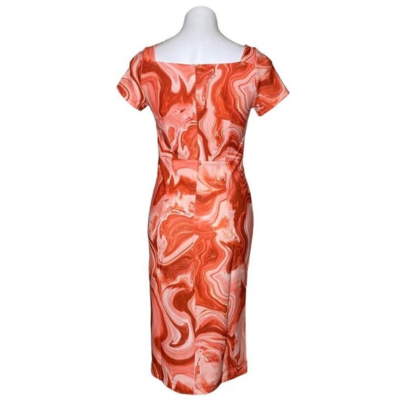 RACHEL Rachel Roy NWT $149 Swirl Cut Out Midi Dress, Orange White Women’s Size S - Picture 7 of 12